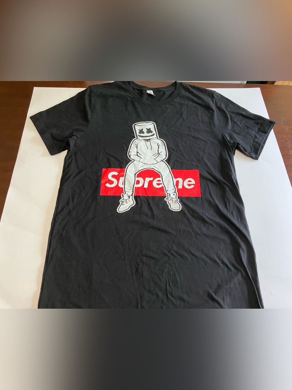Supreme Black Marshmello Logo Tee size large